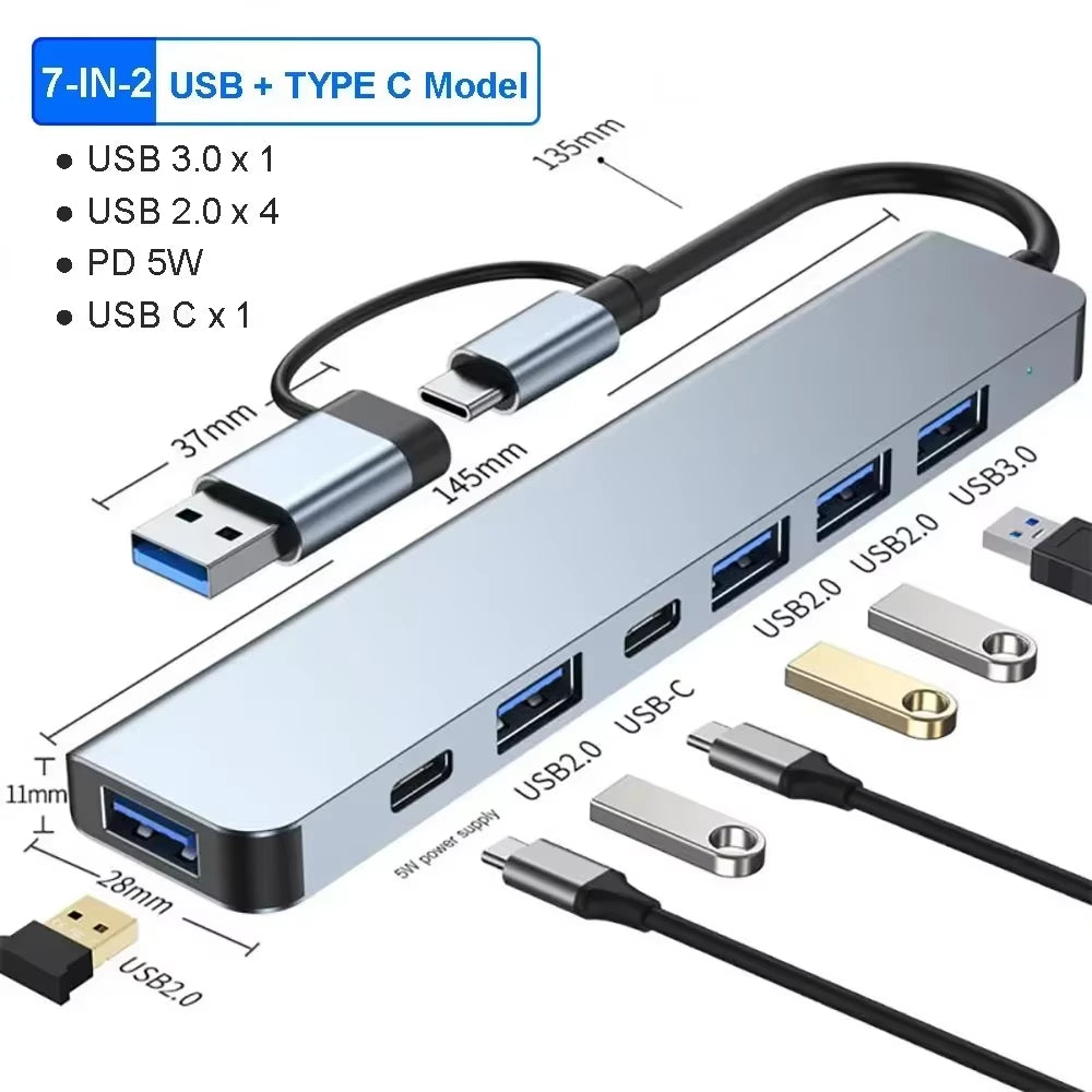 Usb 8 in 1 Type C 3 1 to 4K Hdtv Hub Adapter with Sd Tf Rj45 Card Reader Pd Fast Charge for Macbook Notebook Computer